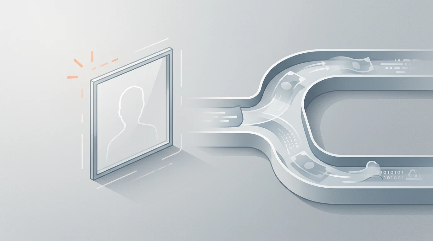 Conceptuele weergave van ontbrekende identiteitscontrole bij anonieme betaalroutes